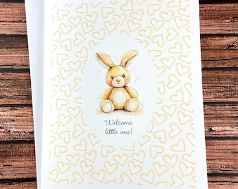 Bunny Baby Card, Welcome Little One, New Baby, Congratulations