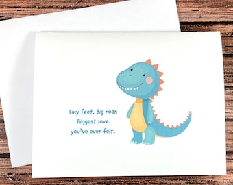 Dinosaur Baby Card, congratulations, welcome baby boy, new parents, shower