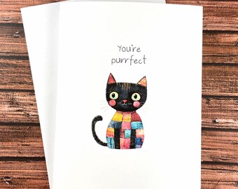 Cat Valentine’s Day card, You're Perfect, Purrfect, Anniversary, Just Because