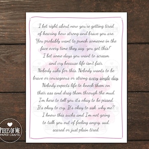 Support card, this sucks, strength, encouragement, breast cancer, mental health, depression, illness, sympathy, divorce, break up, get well