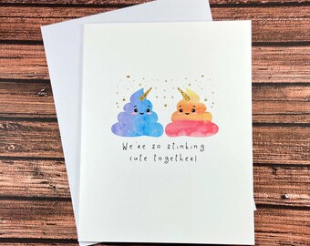 Rainbow Unicorn Poop Card, Funny anniversary, Stinking Cute