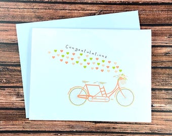 Congratulations Wedding Card, Bicycle Built for Two, Engagement, bridal shower