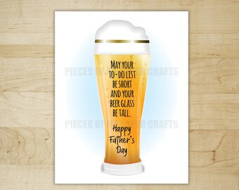Funny Father's Day Card, Beer Glass Be Tall, Happy Fathers Day gift, Card for Dad, Stepdad, Husband, Brother, Uncle, Son, Grandfather