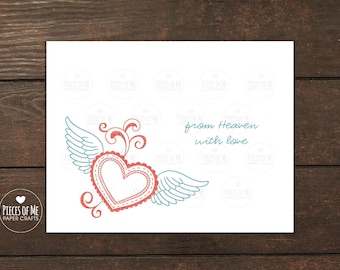 Card from Heaven with love, angel baby, child,  birthday, graduation, Mother's Day, Father's Day, husband, wife, bereavement, sympathy