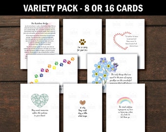 8 Pet Sympathy Cards Variety Pack, Dog Sympathy, Cat sympathy, I'm sorry loss of pet, condolence, veterinarian, bereavement, rainbow bridge,