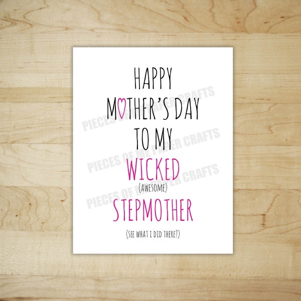 Happy Mother's Day card to stepmom, wicked stepmother, funny, awesome, bonus mom, from stepdaughter, stepson