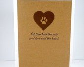 Pet sympathy card, dog cat, pet loss, Paw print heart, Rainbow Bridge, Condolence, Bereavement, Sorry for your Loss