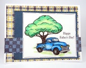 Happy Father's Day card, Blue Pickup Truck, Dad, Daddy, grandfather, uncle, stepfather, brother, husband, boyfriend, sale, not rude