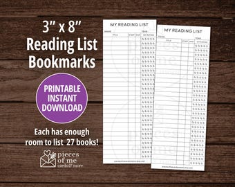 Reading List Bookmark, Printable Book Log Tracker, Bookish Gift, TBR List, Instant Download, Set of 2