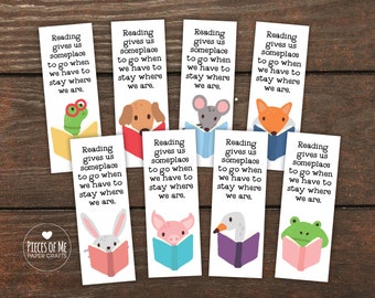 Kids Bookmarks, childrens animal bookmarks, Set of 8, 16, 24, 32, back to school, classroom, student rewards, reading log, stocking stuffer