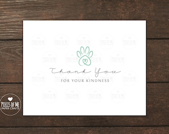 Vet thank you card, veterinarian, thanks for your kindness, from dog cat, veterinary clinic, animal doctor, gift for vet staff, pet sympathy