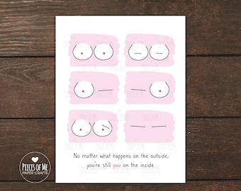 Breast cancer card funny, mastectomy, lumpectomy, surgery, chemo, radiation, support, encouragement, cancer sucks, survivor, boob job, humor