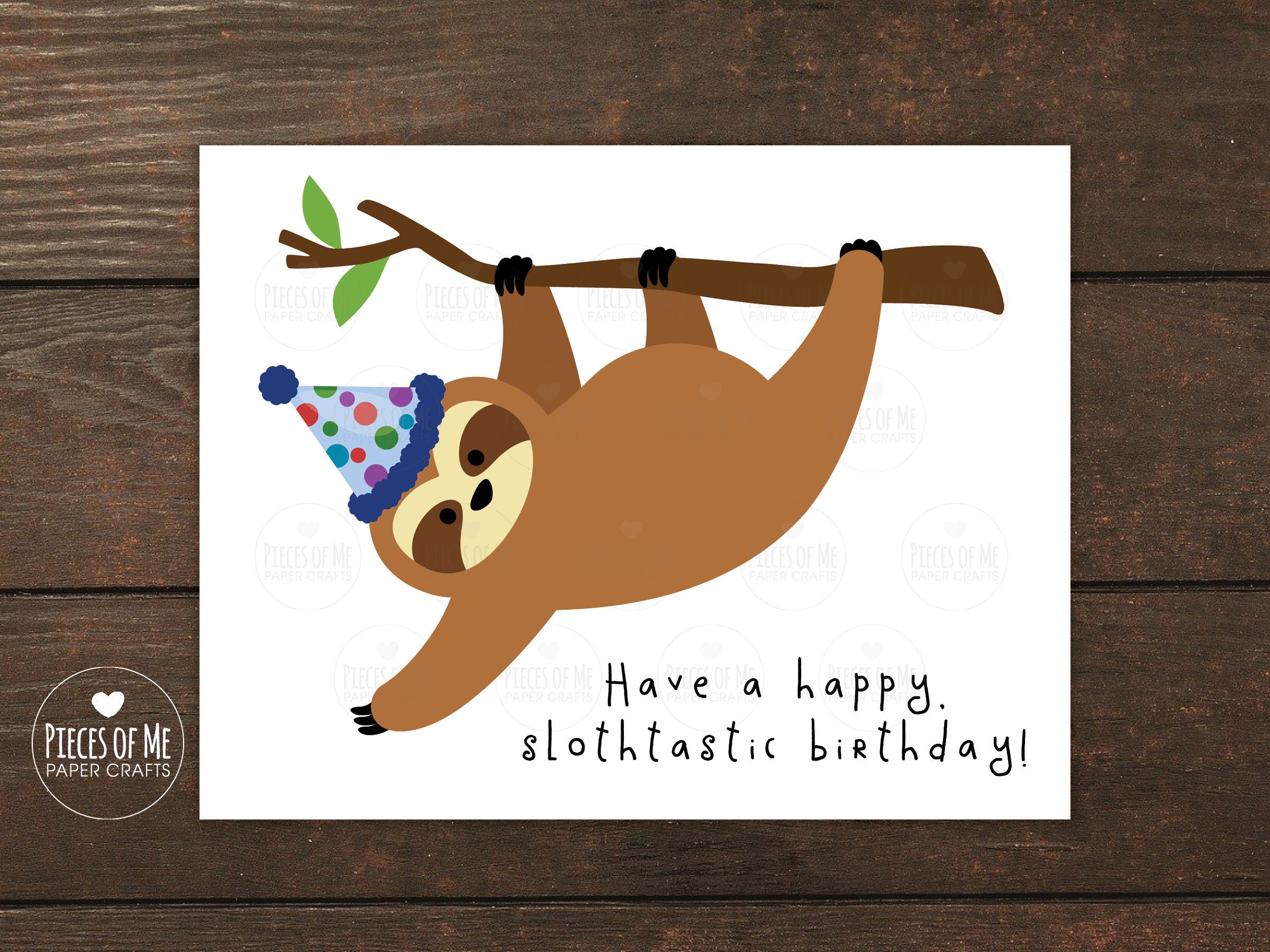 Sloth Birthday Card, Slothtastic, Happy Birthday, Funny, Party Animal