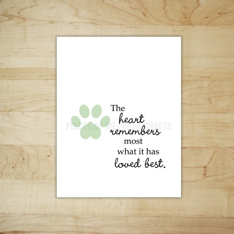 Pet Sympathy Card Heart Remembers Loss of Pet Dog Sympathy Etsy
