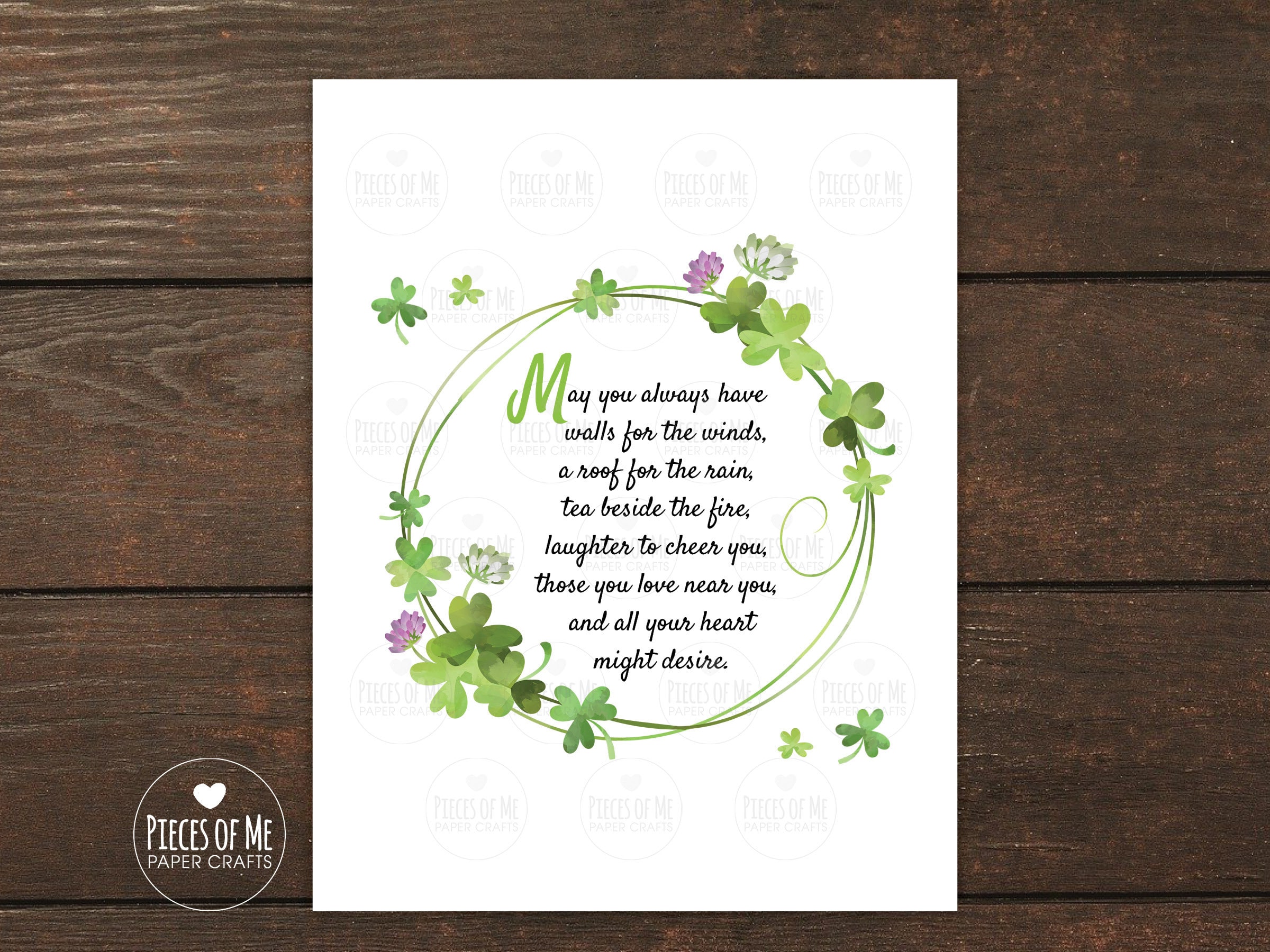 Tarjeta de bendición irlandesa, oración irlandesa, nuevo hogar, inauguración de la casa, boda, aniversario, compromiso, jubilación, cumpleaños, feliz día de San Patricio