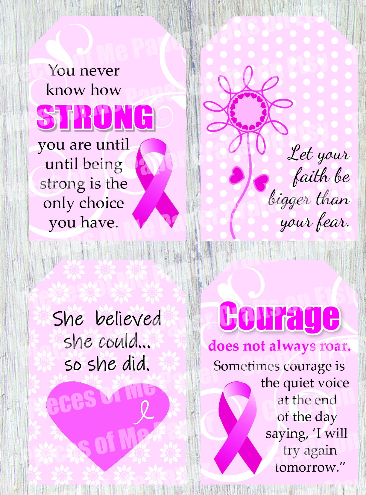 48 Count Be Strong Courageous Pink Ribbon Breast Cancer Awareness Pens & Bookmarks