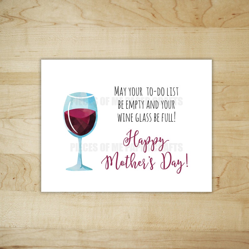 Happy Mother's Day Card wine glass be full to do list be Etsy