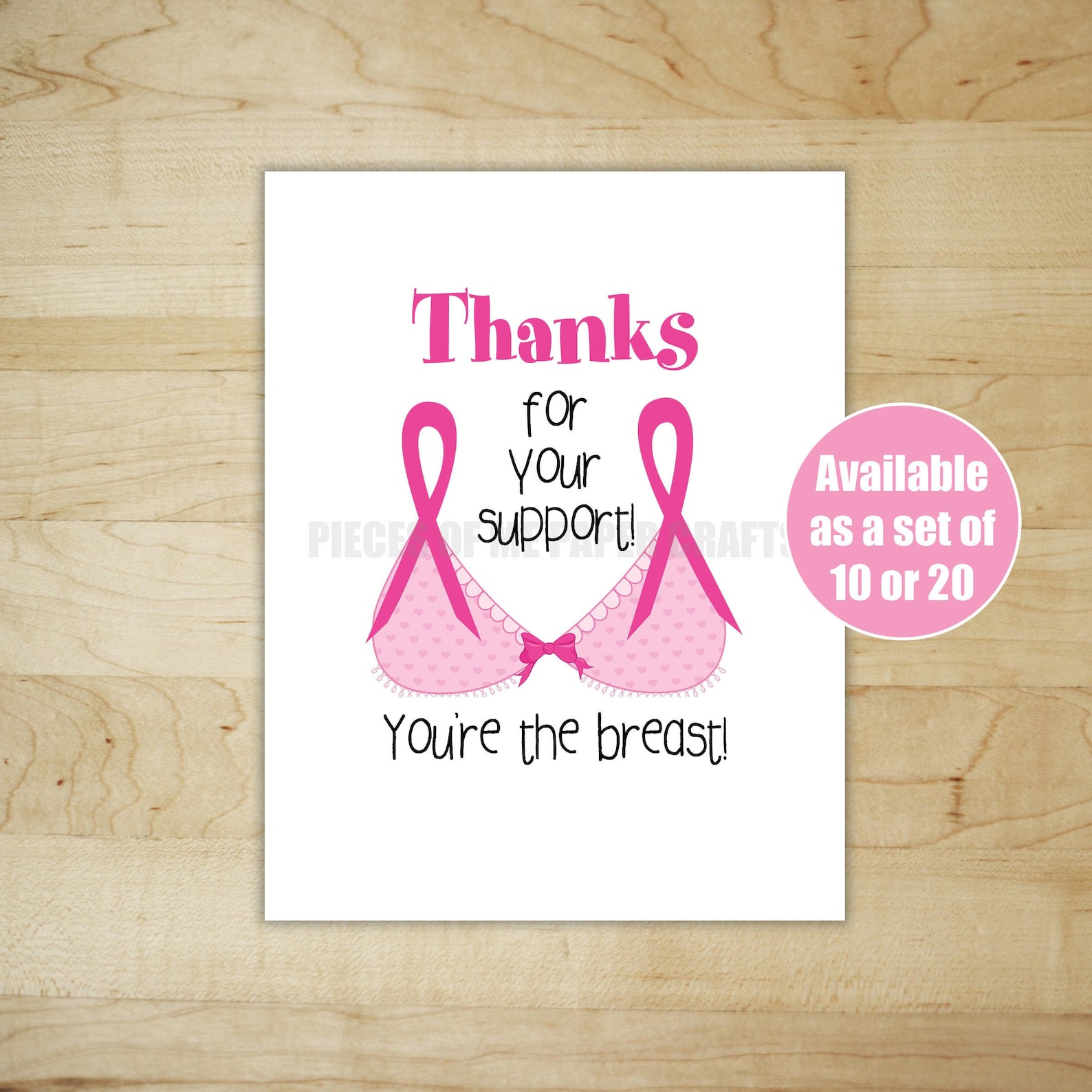Breast Cancer Thank You Card 10 20 Pack Youre the Breast Etsy UK