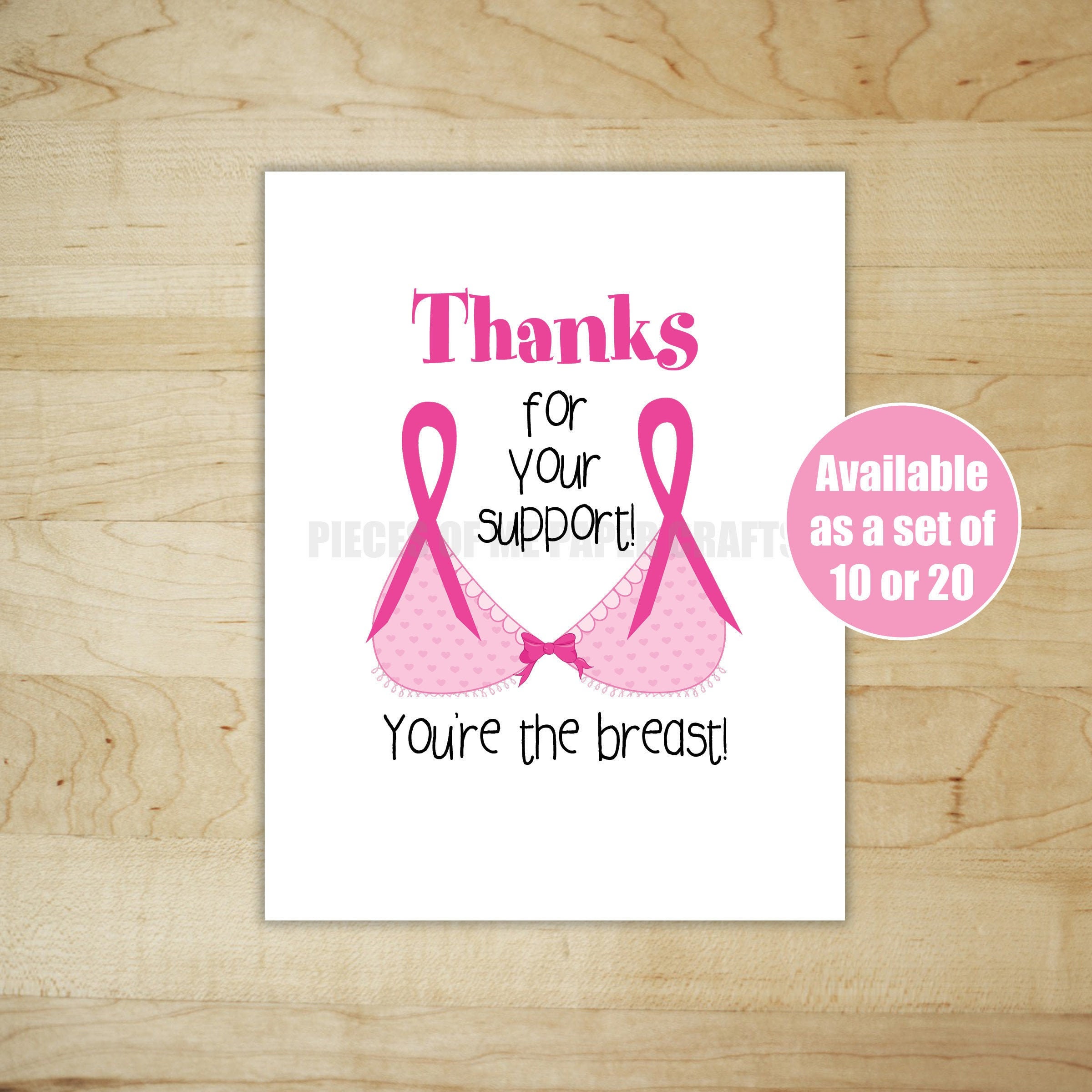 Breast Cancer Thank You Card 10 20 Pack Youre the Breast Etsy UK