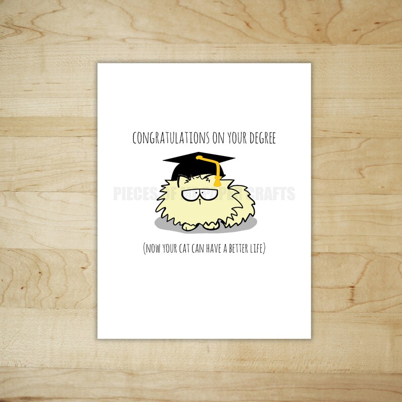 Cat Graduation Card Funny Sarcastic Congratulations Etsy