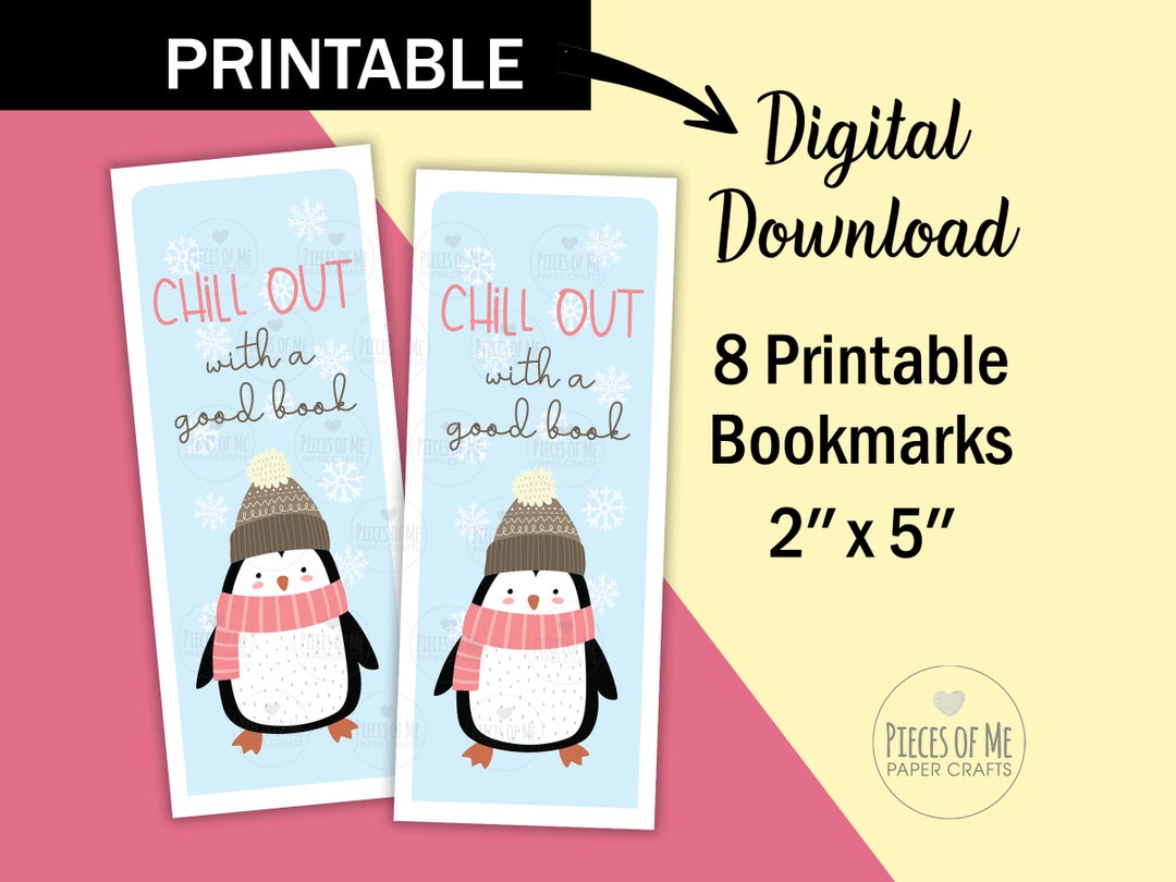 Penguin Bookmarks Printable Instant Download Chill Out With Etsy