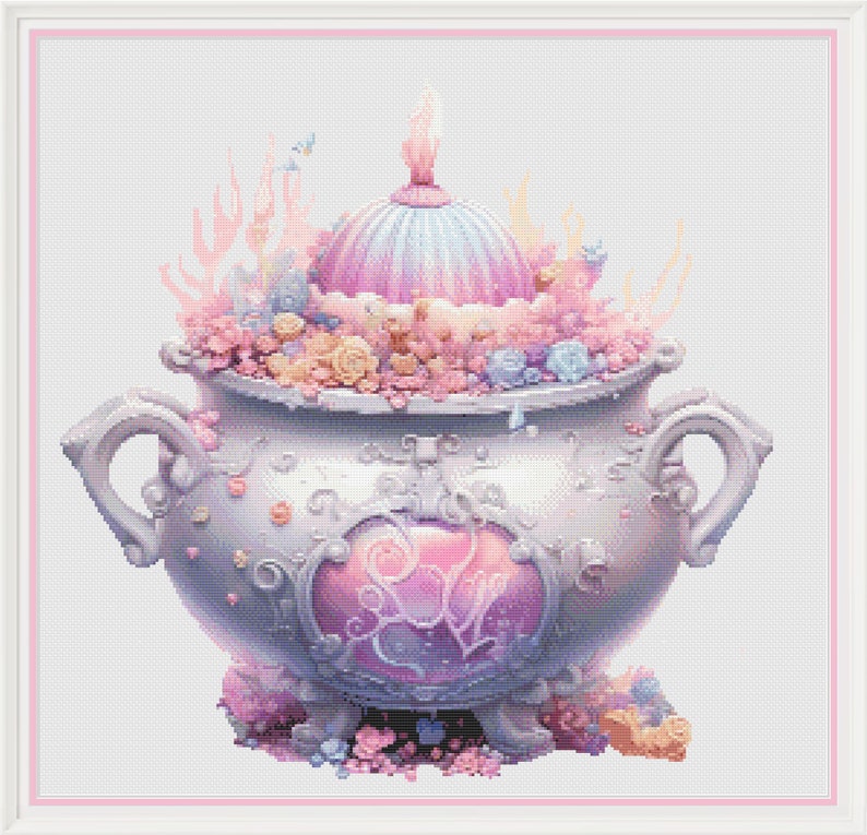 Pink Cauldron 1 Counted Cross Stitch, 32 Ct., 272x261 Stitches, 8x8 ...