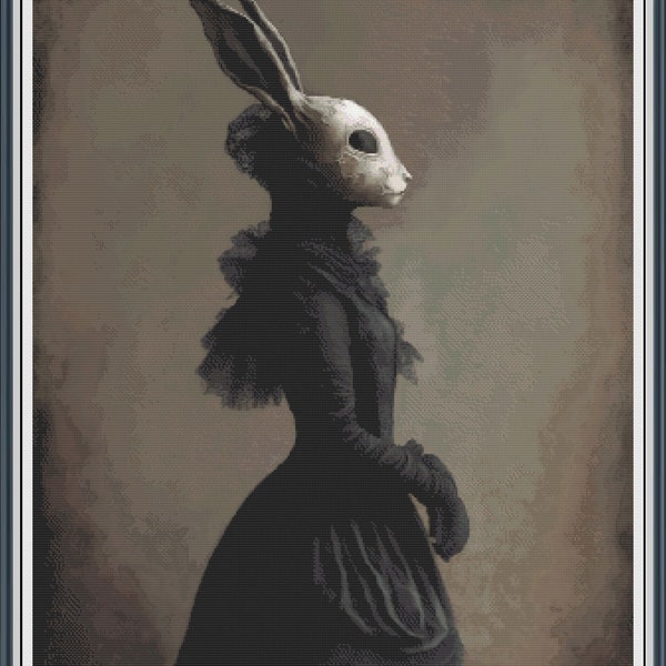 A Very Proper Victorian Bunny Cross Stitch Pattern - Digital PDF