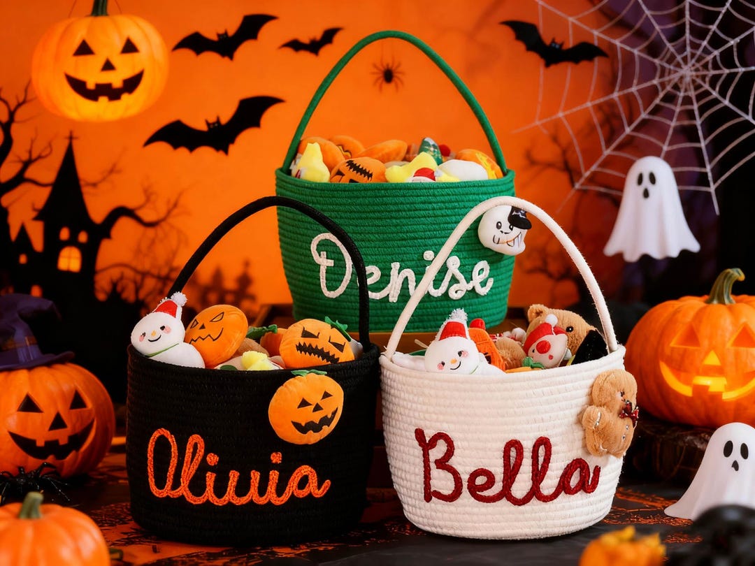Personalized Halloween Trick or Treat Basket: Custom Name Bag - Etsy