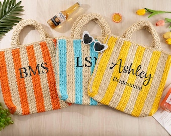 Raffia Beach Bag, Beach Tote Bags Personalized, Monogram Bridesmaid Gifts Bag, Bridesmaid Gifts, Summer Hobo Bags, Bachelorette Party Bags