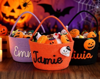 Gepersonaliseerde Halloween Trick or Treat-mand met naam
