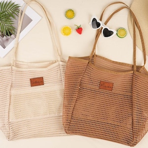 Beach Tote Bags Personalized, Bachelorette Mesh Beach Bags,  Custom Girls Trip Bag, Bridesmaid Tote Bag, Beach Wedding Gift, Summer Hobo Bag