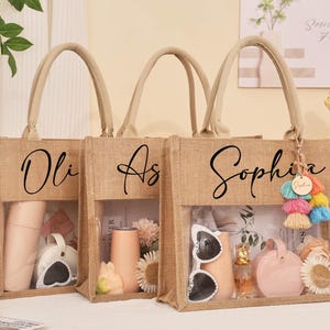 Burlap and PVC Bag Custom, Personalized Bridesmaid Gift Bags, Beach tote bags, Bachelorette Party Bag, Bridesmaid Proposal Gift, Beach Bag