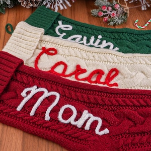 2025 Knitted Christmas Stockings with Name, Personalized Christmas Stocking, Family Stocking, Xmas Stocking, Holiday Stocking, Holiday Decor
