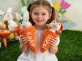 Personalized Reversible Carrot Plush Toy, Custom Plush Rabbit Keychain,Customize Cute Easter Bunny Keychain,Easter Gift with Name