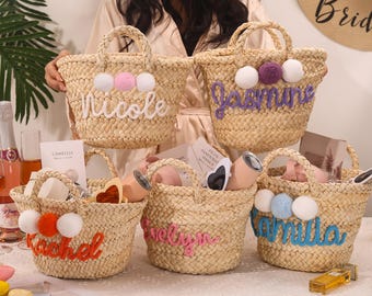 Straw Bridesmaid Handbag Personalized, Beach Bag Custom, Bridesmaid Gifts Baskets, Summer Wedding Gift Bags, Bachelorette Party Gifts Tote