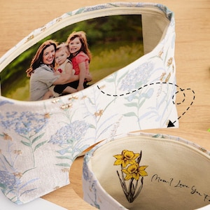 Borsa con fodera fotografica personalizzata, regalo di borsa da sposa per la mamma, regalo di nozze per la madre dello sposo, borsa con fodera fotografica fatta a mano, regalo per la mamma