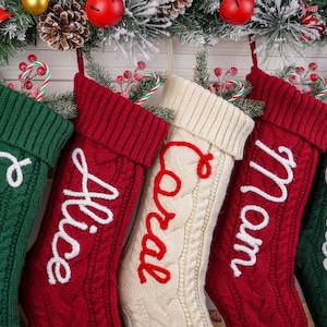 2025 Knitted Christmas Stockings with Name, Personalized Christmas Stocking, Family Stocking, Xmas Stocking, Holiday Stocking, Holiday Decor