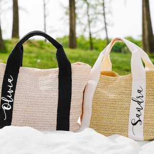 Personalized Straw Bag, Custom Beach Straw Bags, Burlap Tote Bag, Bridesmaid Gifts Bags, Bridal shower bag, Bachelorette, Wedding Favors