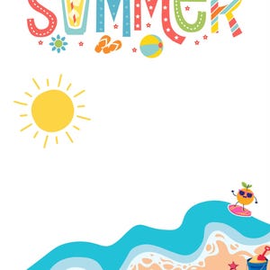 Printable Summer Coloring Book with Cover Sheet Digital Download  Functional PDF