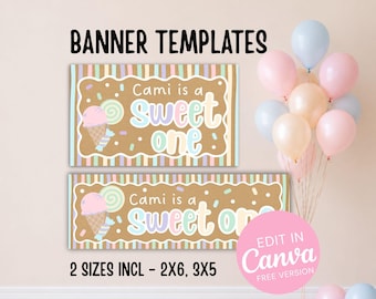 Sweet One Birthday Banner Template | Sweet One Banner | Hand-painted banner template | Walgreens Banner | 5x3 & 6x2 Banner Bundle