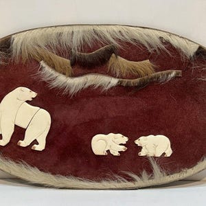 Midd. 20c Yupik Eskimo Inuit Composition Panel Polar White Bears