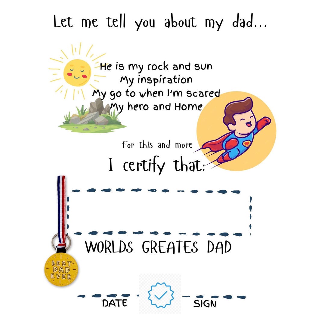 World's Best Dad Certificate | Printable| Award Father's Day | Birthday ...