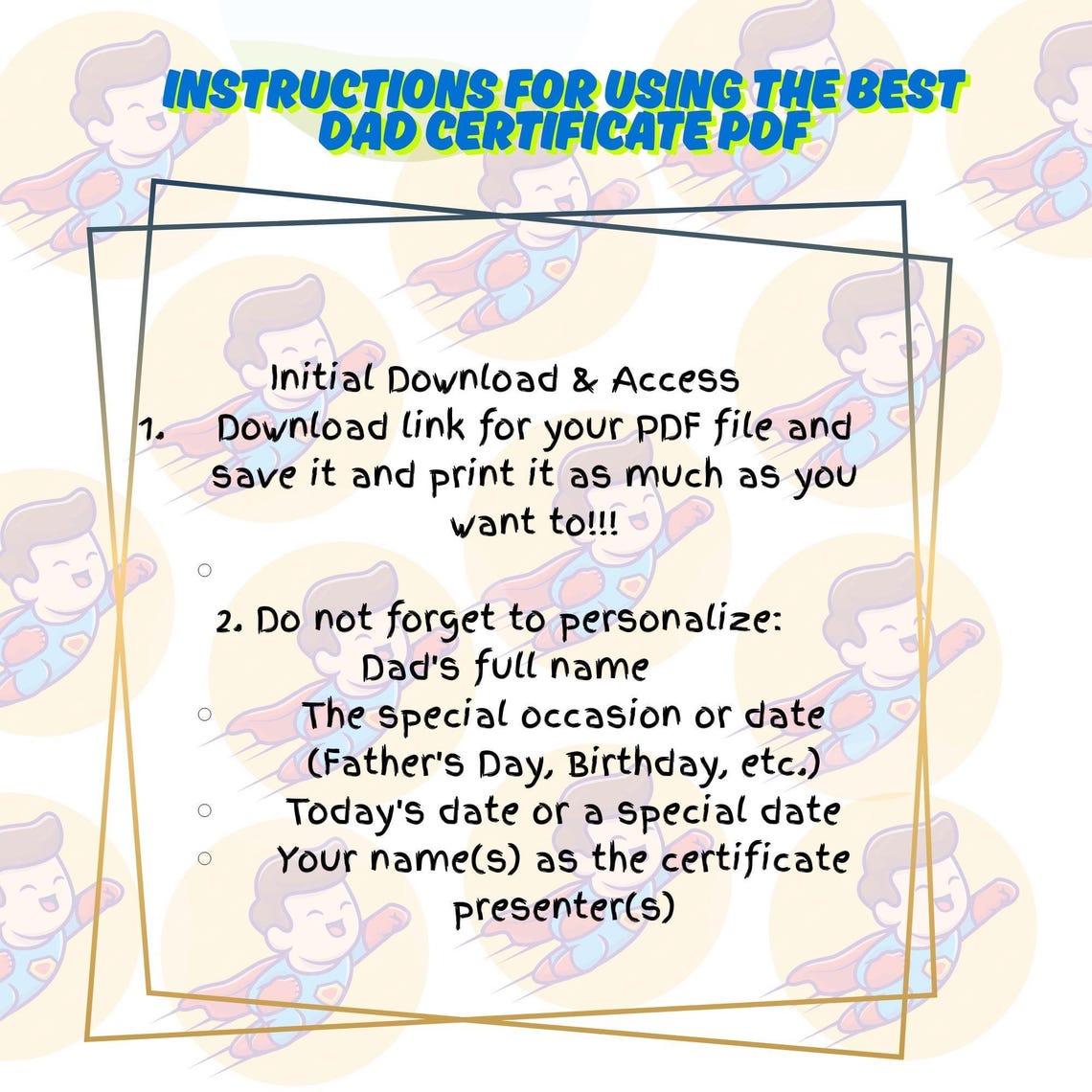 World's Best Dad Certificate | Printable| Award Father's Day | Birthday ...