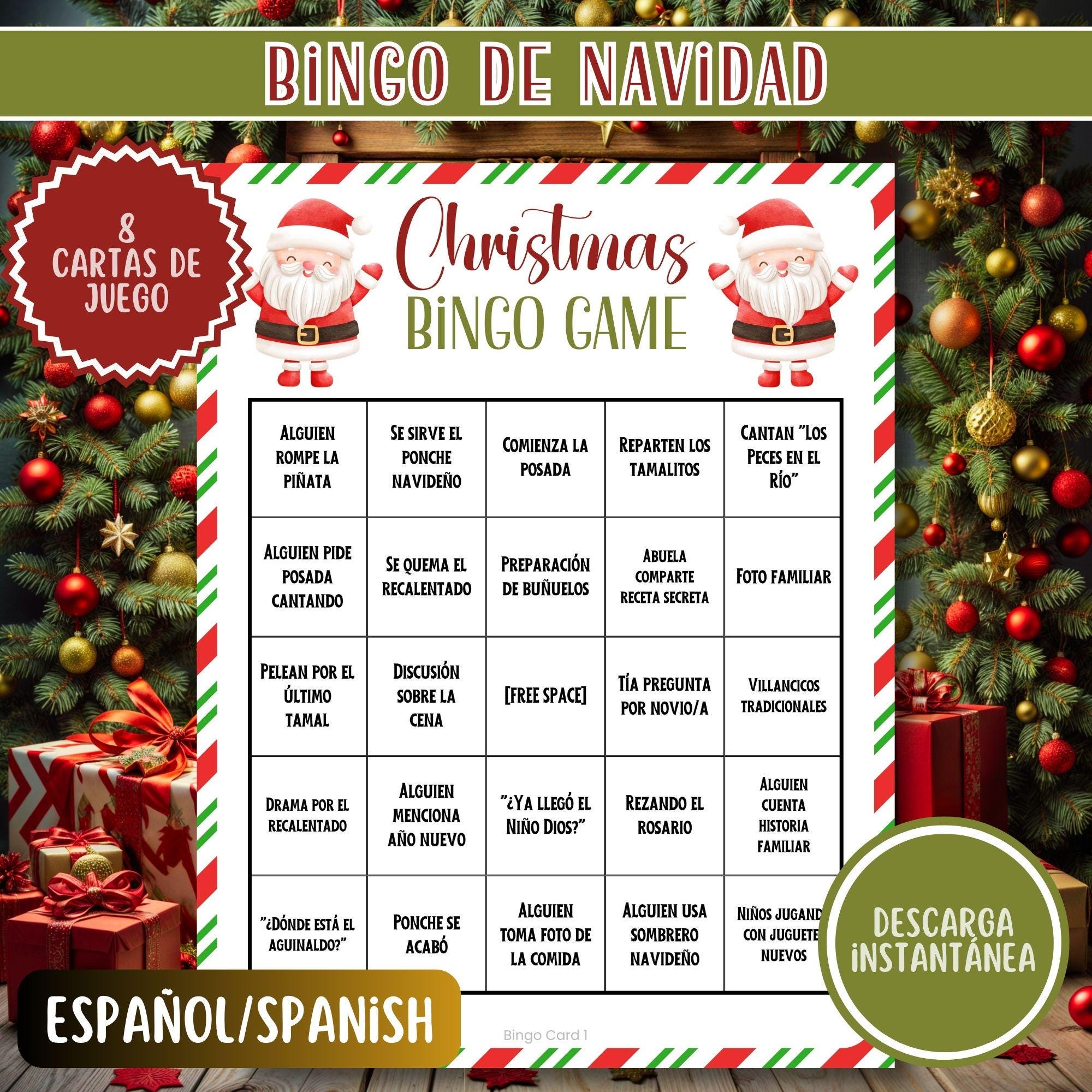 Bingo Navideño Para Imprimir | Juego De Bingo Navidad | Divertido Juego ...