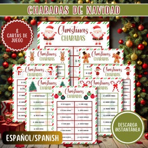 Juego de Charadas Navideñas - Imprimible para Fiestas - Descarga Instantánea