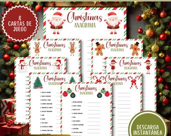 Anagrama Navideño dla Niños y Adultos | Juegos de Fiesta | Aktywuj Imprimible dla Navidad | Pobierz natychmiastowe