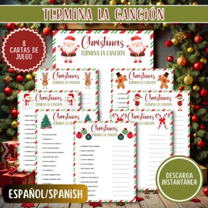 Termina La Canción, Juegos Navideños, Imprimibles, Fiesta de Navidad, Posada, Descarga Instantánea