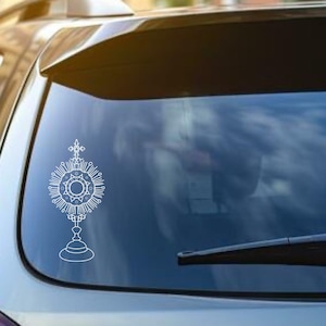 Catholic Sticker – Minimalist Monstrance Eucharist Vinyl Decal, Original Waterproof Design for Laptop, Journal, or Water Bottle