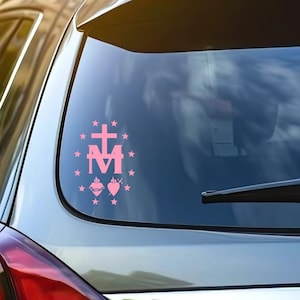 Vinylsticker wonderbaarlijke medaille – Minimalistische katholieke sticker | Marian-katholieke waterdichte sticker voor bijbel, laptop of bidon