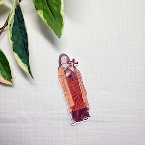 Hand Drawn St. Therese Waterproof Sticker: Catholic Decal